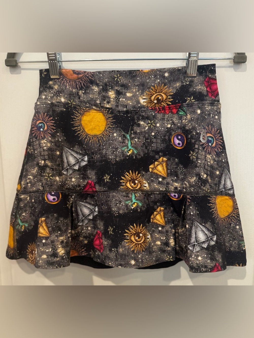 DONA JO JoJo Skirt Skort Black Celestial Print Size 1 Medium